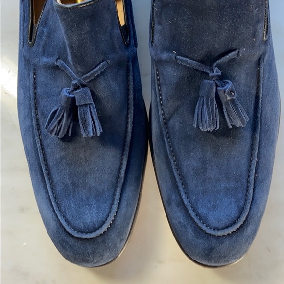 ITALIAN PLUSH BLUE  SUEDE TASSLE LOAFERS  SIZE 12 main image 7